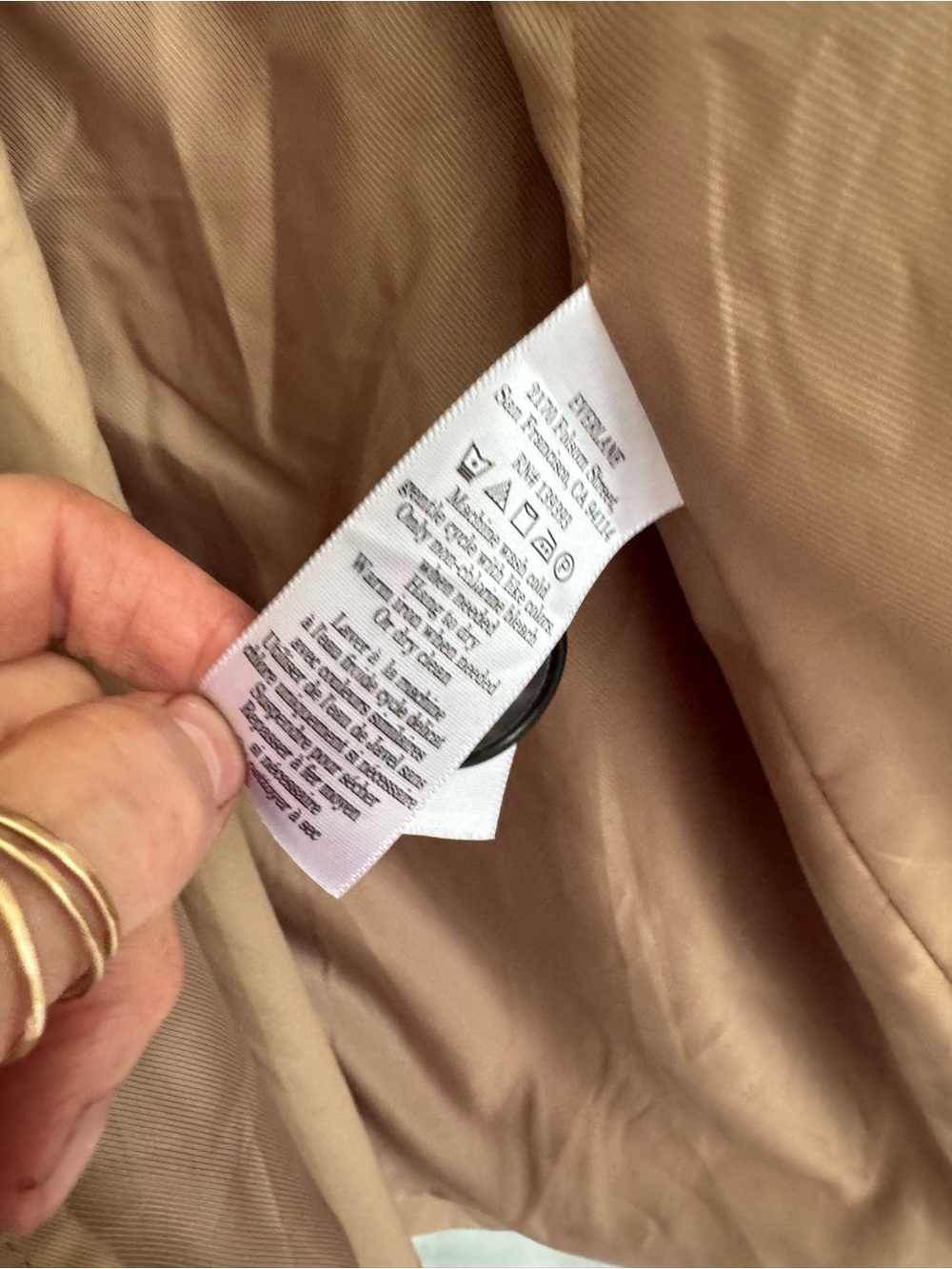 Everlane Double-Breasted Long Trench Coat Camel Tan Size Medium NWOT - Picture 8 of 11